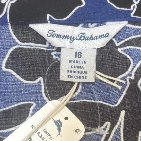 NWT Tommy Bahama Forte Floral Midi Skirt Size 16 Blue Black White Rayon - Picture 2 of 15
